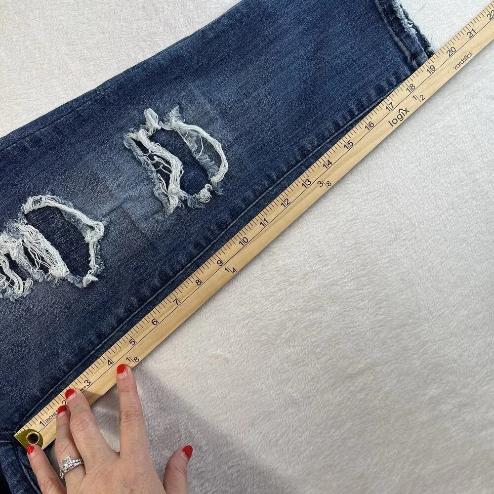 Judy Blue 7‎ / 28 Skinny Fit Capri Jeans Mid Rise Distressed Stretch Denim Blue